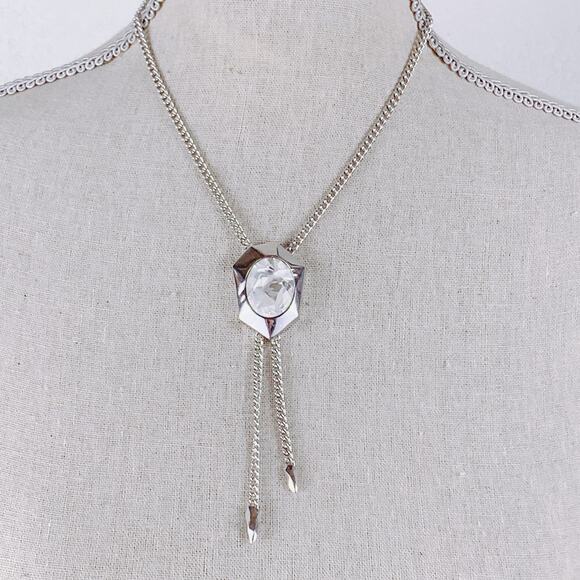 Atelier Swarovski Jean Paul Gaultier Crystal Pendant Necklace Silver Tone Modern - Picture 15 of 15